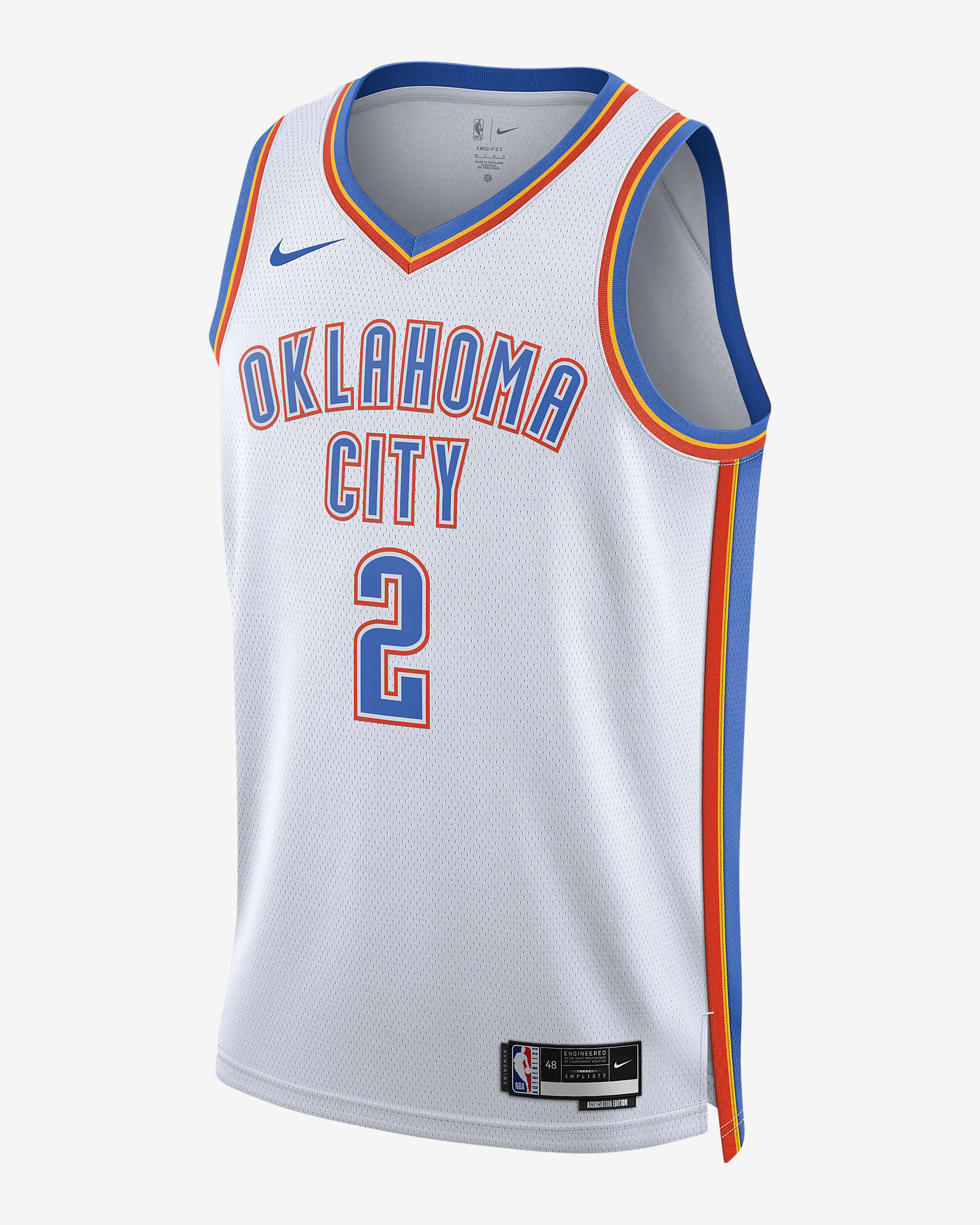 俄克拉荷马城雷霆队谢伊·吉尔杰斯-亚历山大 (Shai Gilgeous-Alexander) Association Edition Nike Dri-FIT NBA Swingman Jersey 男子速干球衣 - 白色